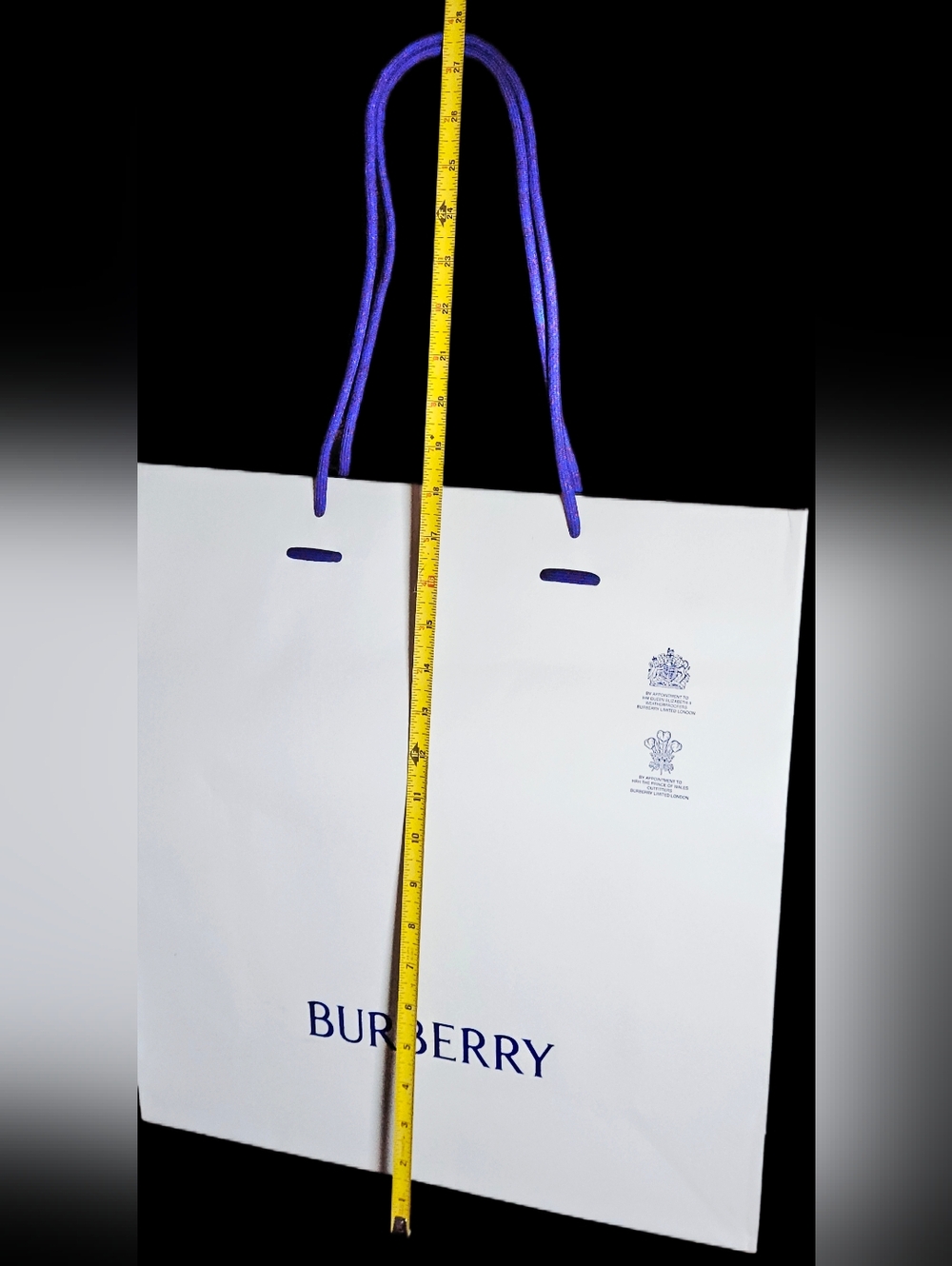 NEW Burberry XL White Blue Paper Shopping Bag 16.5" Gift Tote Handbag Storage - Picture 12 of 15